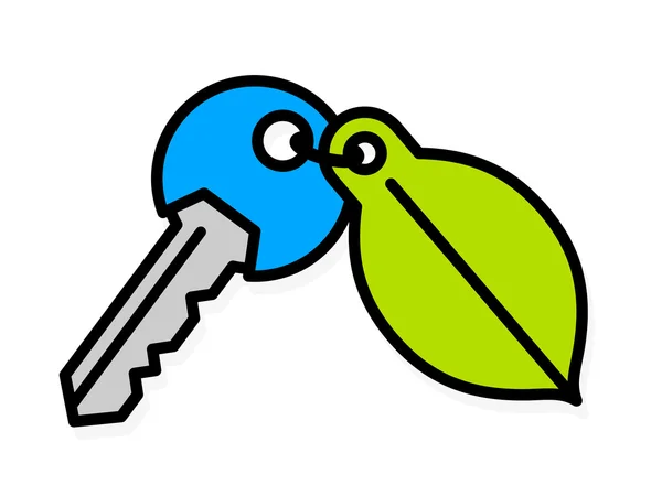 Türschlüssel mit grünem Umweltblatt — Stockvektor