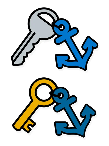 Keys with anchor symbol on tags — Stock Vector