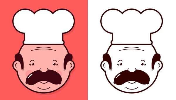 Διασκέδαση κινούμενα σχέδια σεφ με λουκάνικο μουστάκια — Διανυσματικό Αρχείο