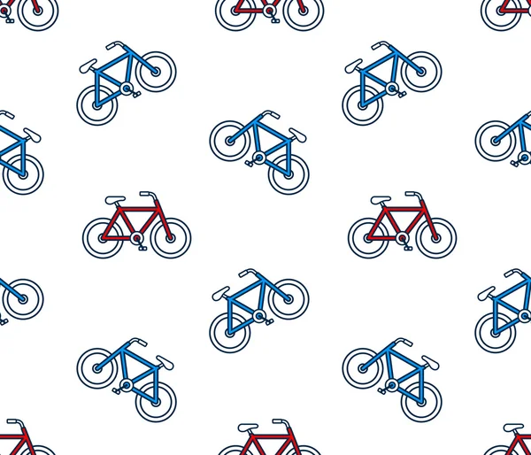 Seamless background pattern of colored bicycles — Stock Vector