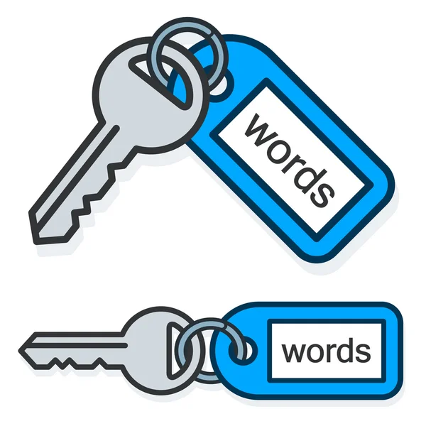 Keywords concept of keys connected to tag — Stock Vector