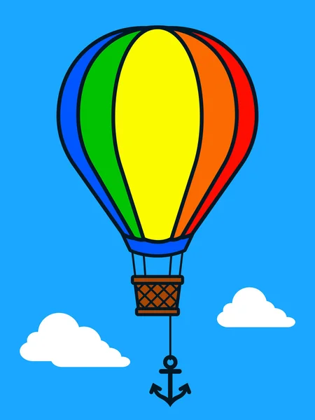 Vector de globo de aire caliente colorido y ancla — Vector de stock