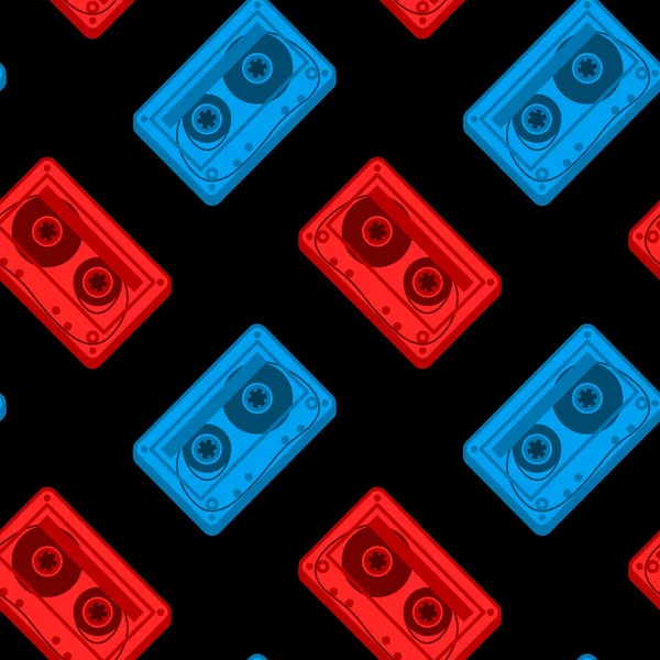 Modèle vectoriel sans couture de cassettes rouges et bleues — Image vectorielle