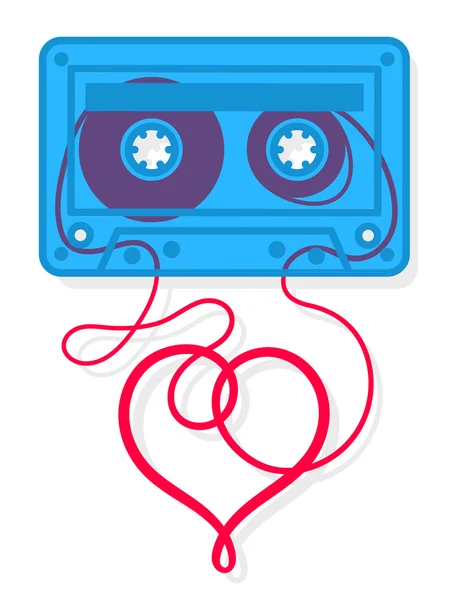 Vecteur de cassette de mixage avec forme de coeur — Image vectorielle