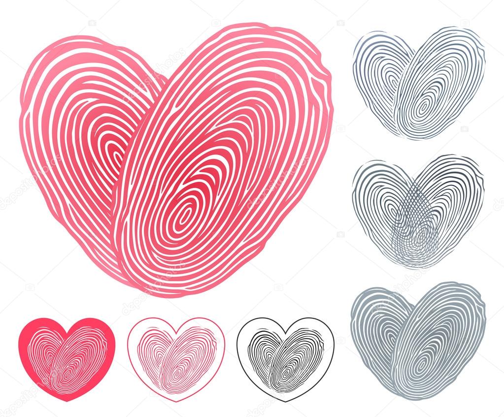 Heart icon formed of two overlapping fingerprints