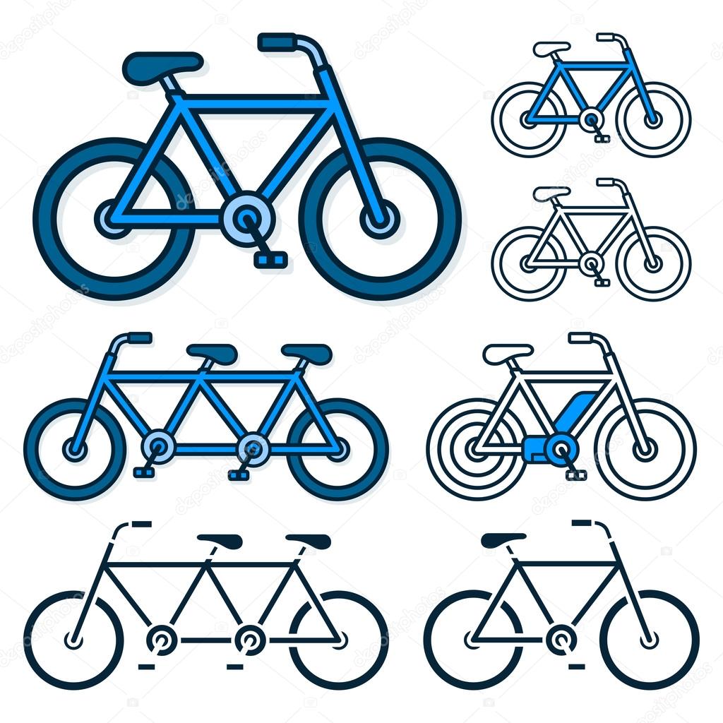 Vector icon collection of bicycles and ebike