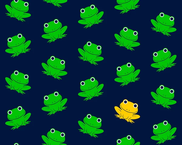 无缝模式的绿色青蛙与金 — 图库矢量图片
