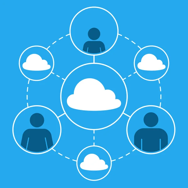 Vektör grafiği bulut ile aile sosyal ağ — Stok Vektör