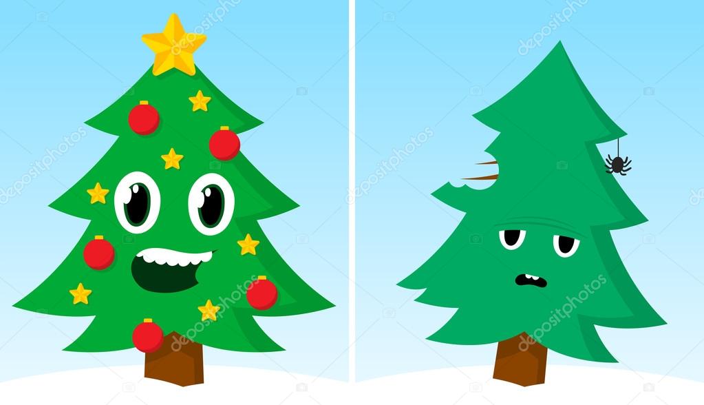 Two Christmas trees one happy one sad after xmas Stock Vector Image by