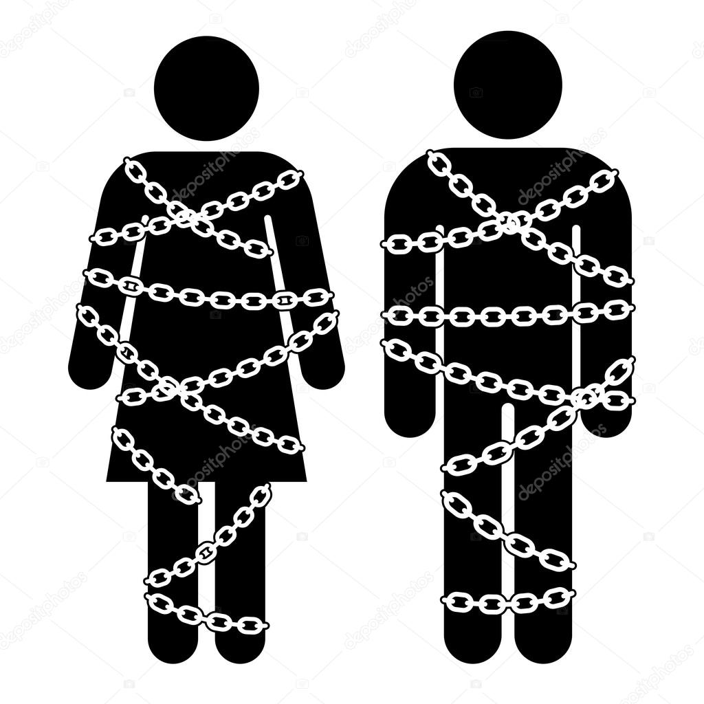 man and woman with chains
