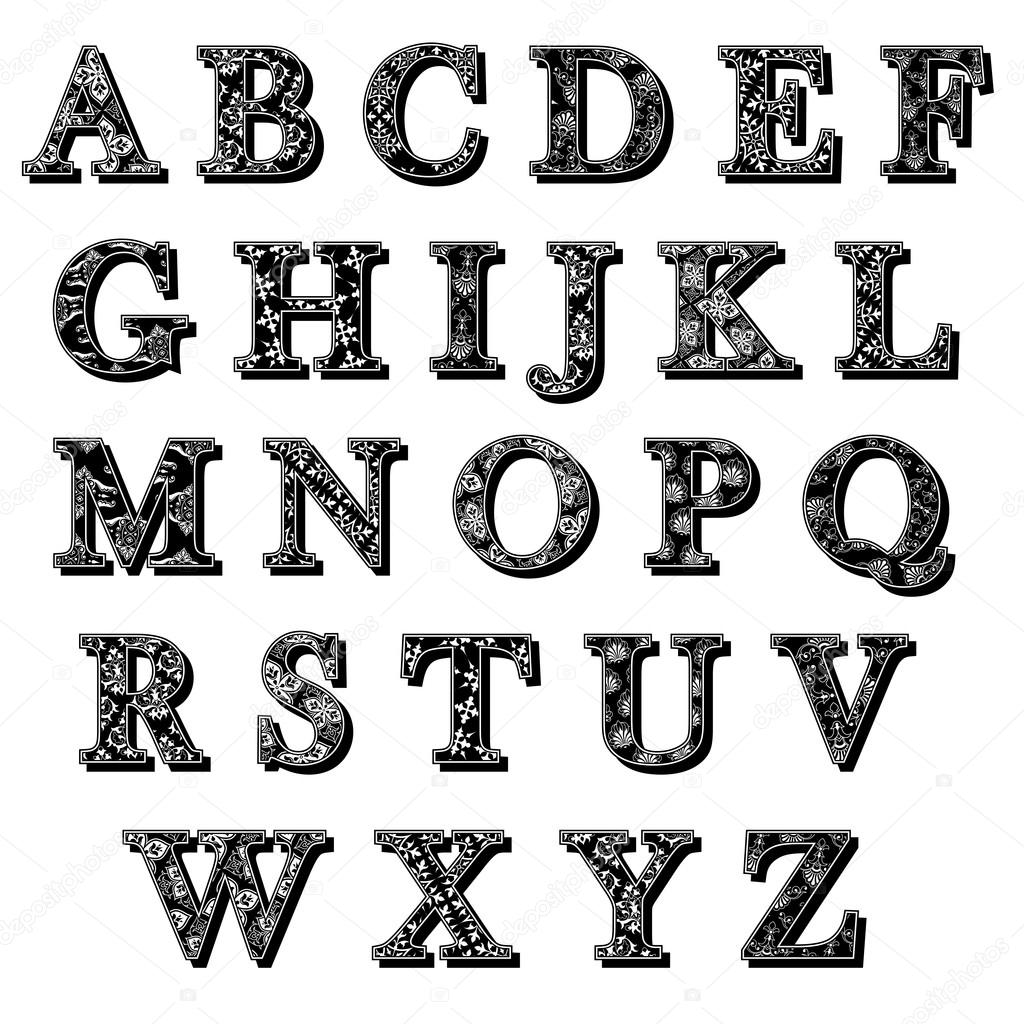 A-Z stained white decorative alphabet letters Stock Vector by ©a__