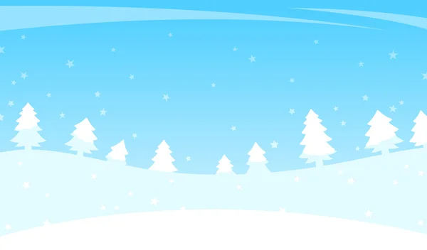 Зимний пейзаж с деревьями и падающим снегом — стоковый вектор