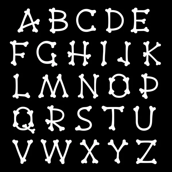 Conjunto completo de letras del alfabeto en forma de huesos — Vector de stock