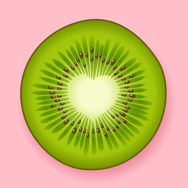 Kiwi verde fresco con un centro di cuore — Vettoriale Stock
