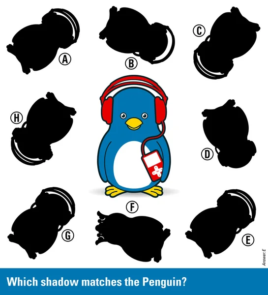 Emparejar la sombra con el pingüino — Archivo Imágenes Vectoriales