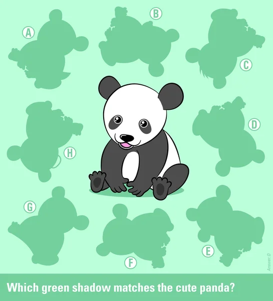 Coincidencia de panda de dibujos animados con la sombra correcta — Vector de stock