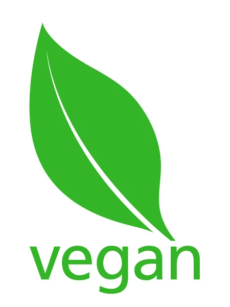 Vegan Logo with a single fresh green leaf — Stock Vector