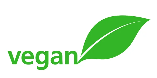 Vegan λογότυπο με ένα ενιαίο φρέσκο πράσινο φύλλο — Διανυσματικό Αρχείο