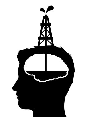 Drilling for oil in a human brain clipart