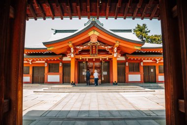 Ehime, Shikoku, Japonya - 21 Nisan 2019: Imabari Castle Park Fukiage Tapınağı