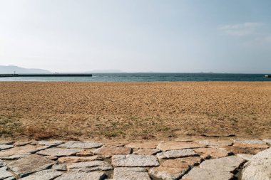 Momochi Sahil Parkı Fukuoka, Japonya 'da kumsal