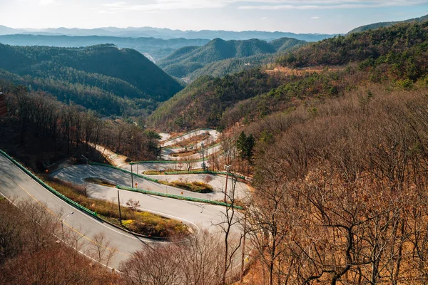 Maltijae Pass Sinuoso Camino Con Montaña Boeun Corea — Foto de Stock