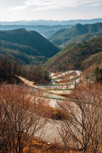 Maltijae Pass Sinuoso Camino Con Montaña Boeun Corea — Foto de Stock