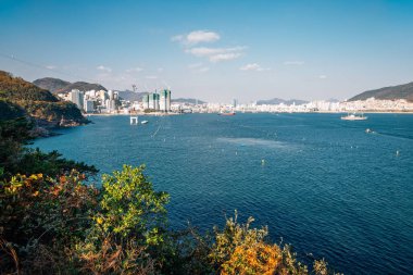 Busan, Kore 'deki Songdo Sahili Panorama Manzarası