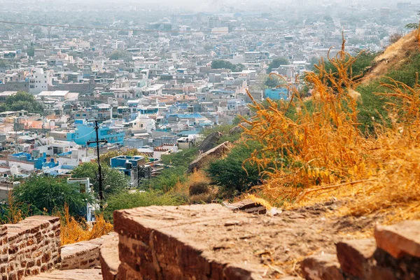Πανοραμική Θέα Της Μπλε Πόλης Jodhpur Από Mehrangarh Fort Road — Φωτογραφία Αρχείου