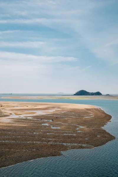 Panorama View Mud Flat Sea Baeksajang Port Anmyeondo Island Taean — Stock Photo, Image