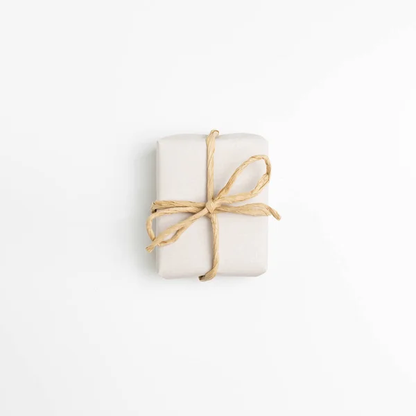Gift Box Isolated White Background Top View Copy Space — Stock Photo, Image