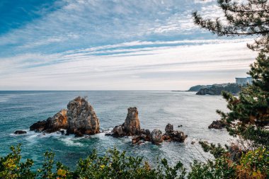 Donghae, Kore 'deki Chuam plajı ve kayalıkları.