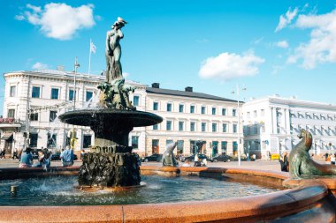 Helsinki, Finlandiya - 15 Ağustos 2019: Havis Amanda Çeşmesi