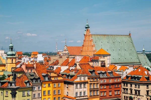 Warsaw Old Town Cathedral Castle Square Houses Warsaw Poland — Stock Photo, Image