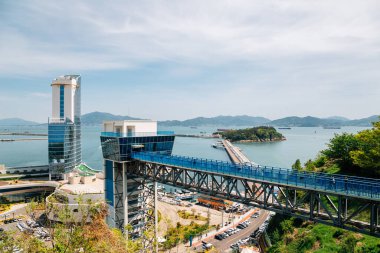 Panoramic view of Yeosu port and Odongdo Island and sea from Jasan Park in Yeosu, Korea clipart