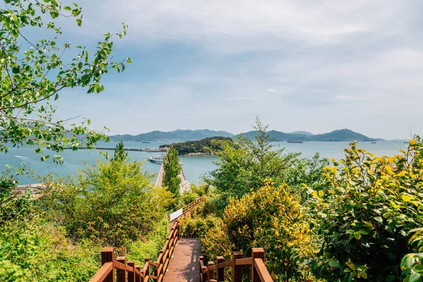 Insel Odongdo Und Meer Vom Jasan Park Yeosu Korea — Stockfoto