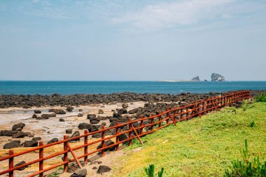 Jeju Olle Trail deniz manzarası Jeju Adası, Kore