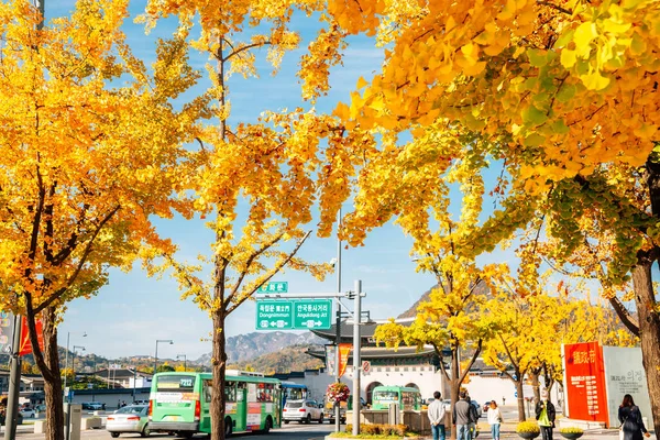 Seoul Korea Oktober 2020 Gyeongbokgung Palace Gwanghwamun Platz Mit Herbstlichen — Stockfoto