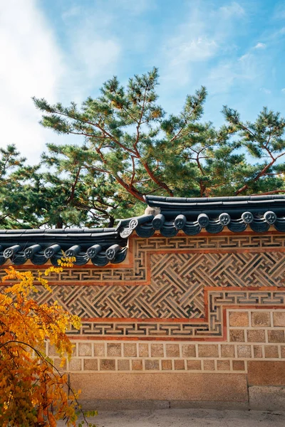 Корейська Традиційна Стіна Палаці Деоксугун Сеулі Корея — стокове фото
