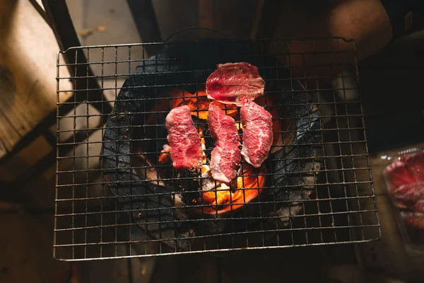 Yakiniku Churrasco Tradicional Japonês Carne Vaca Yakiniku Casa — Fotografia de Stock