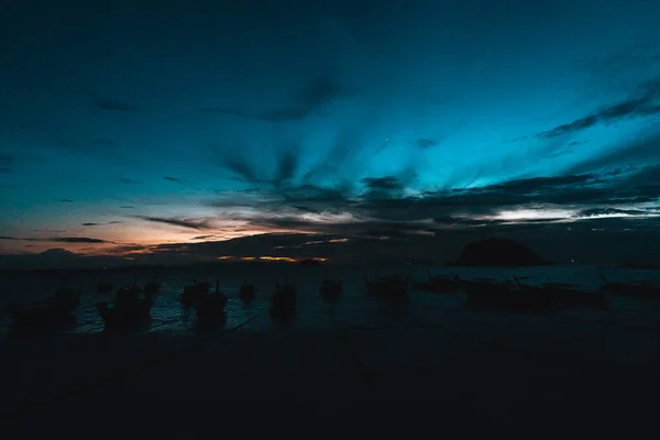 Long Tail Boat Anchor Beach Island Morning — Stock Photo, Image