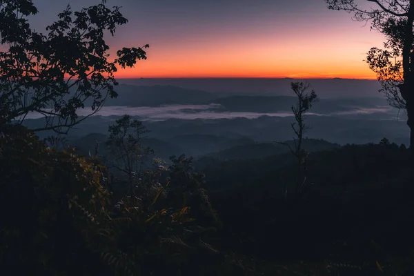 Before the sunrise on the mountain purple light in the early morning