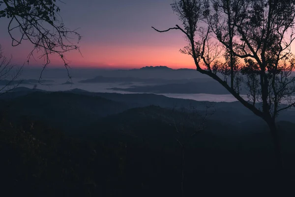 Before the sunrise on the mountain purple light in the early morning