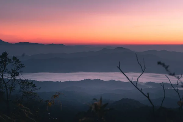 Before the sunrise on the mountain purple light in the early morning