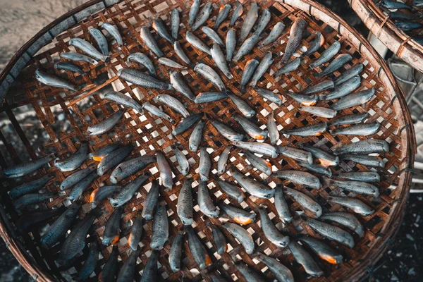 Gedroogde Zeevruchten Bamboemanden — Stockfoto