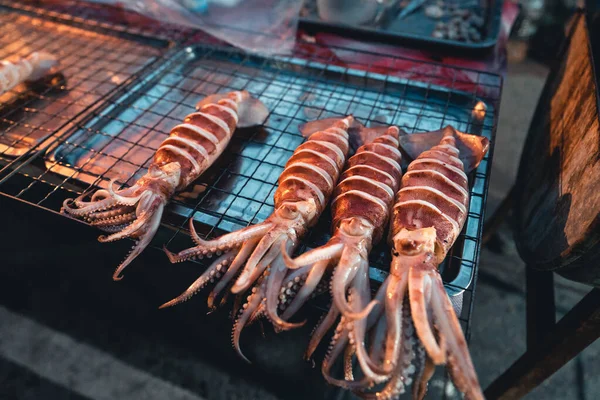 Shrimp Squid Grill Seafood Grilled Street Food — 스톡 사진