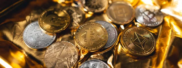 Kryptowährung Goldenes Bitcoin Image Für Kryptowährung — Stockfoto