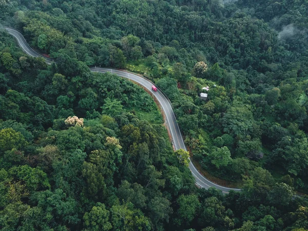 Green Road Mountain Rainy Season Road Forest — Stok fotoğraf