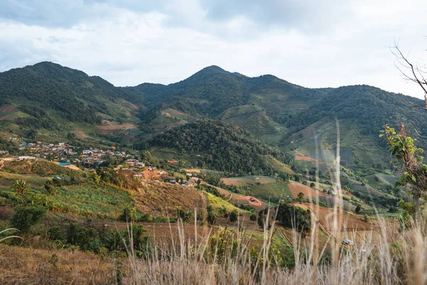 Aldeia Nas Montanhas Ásia Área Agrícola — Fotografia de Stock