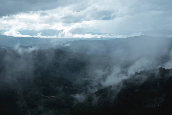 Montaña Niebla Tras Lluvia Jardín Del Pueblo — Foto de Stock